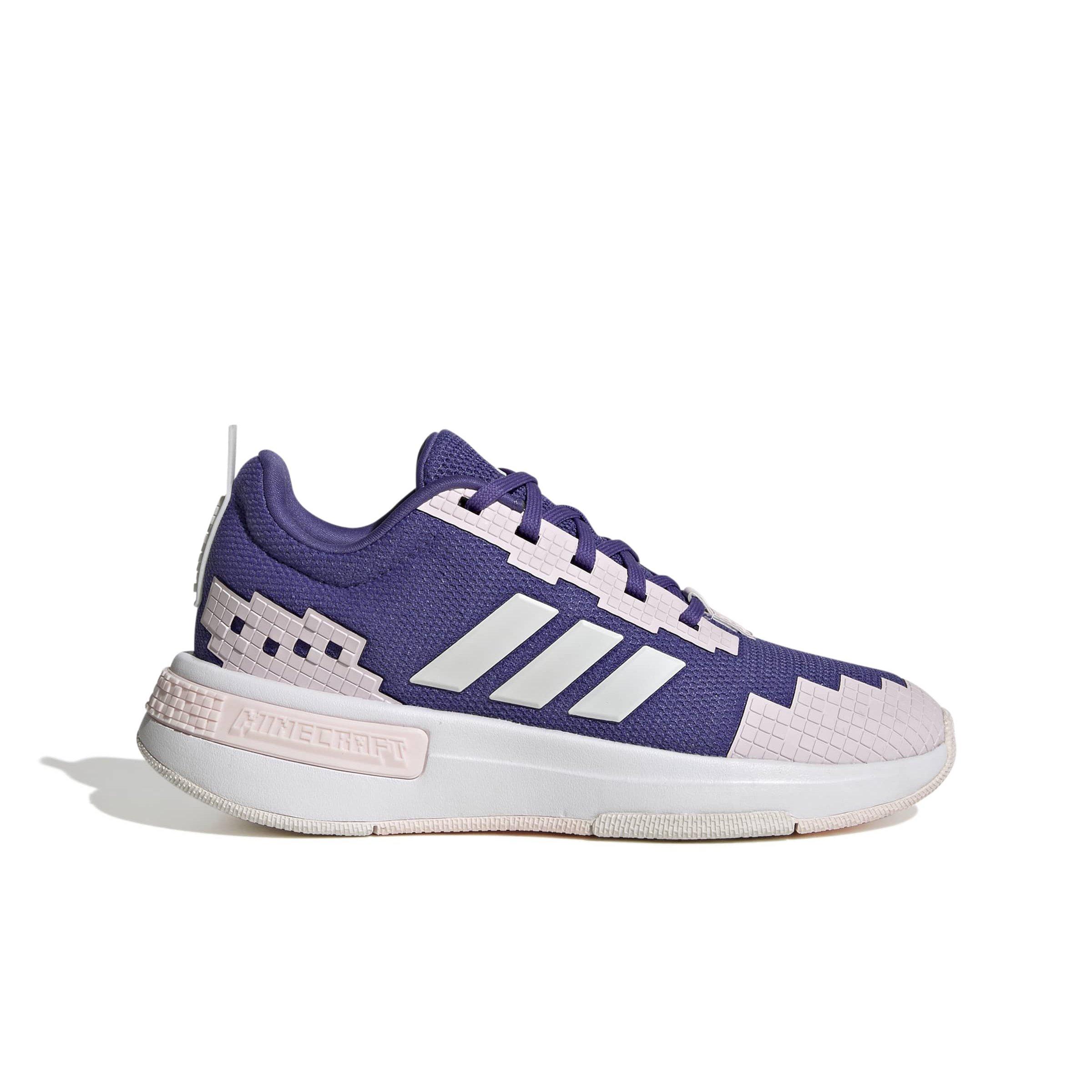 adidas Minecraft Pro "Purple/Crystal White/Distilled Pink" Grade School Girls' Shoe - PURPLE/WHITE/PINK